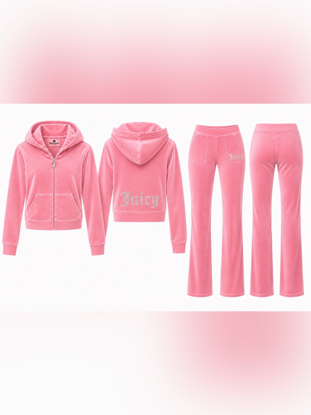 🦩🦩Small Juicy Couture Flamingo Pink Velour Tracksuit